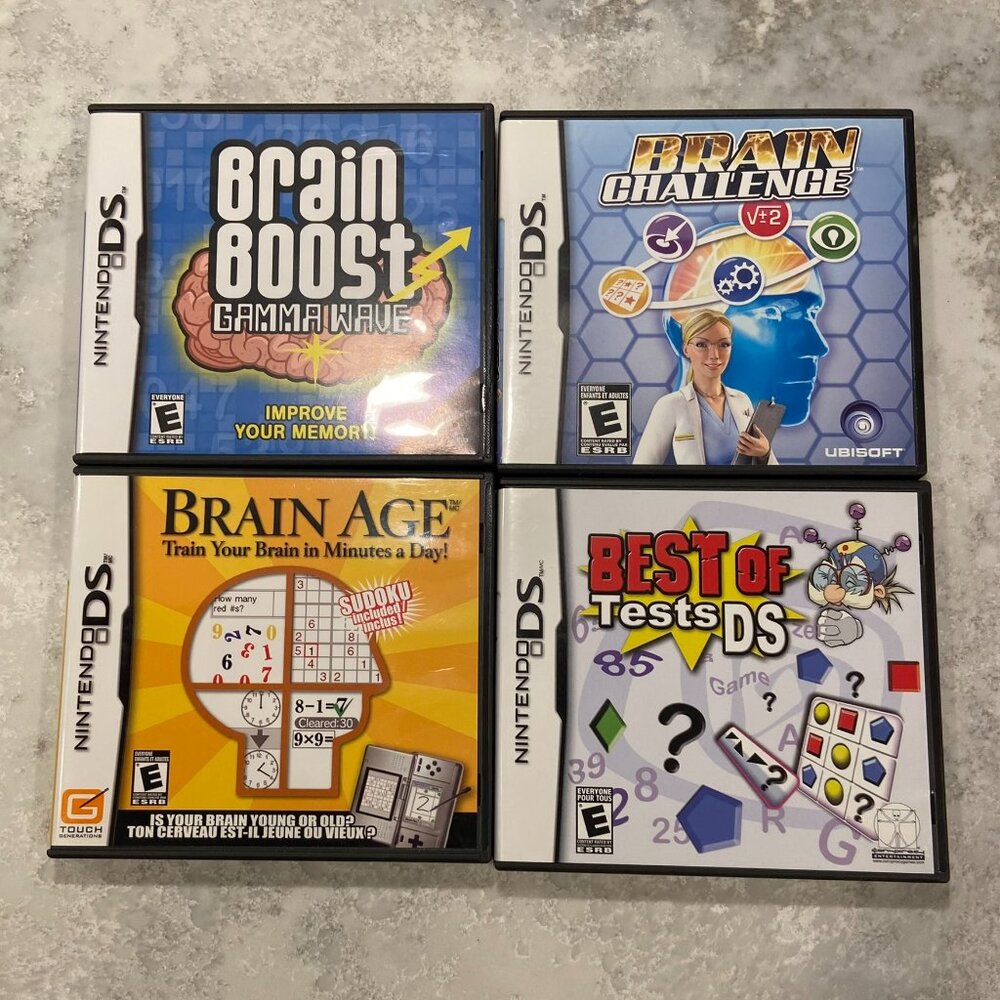 Nintendo DS games lot (4) Brain Boost, Brain Challenge, Brain Age, Best Of Tests
